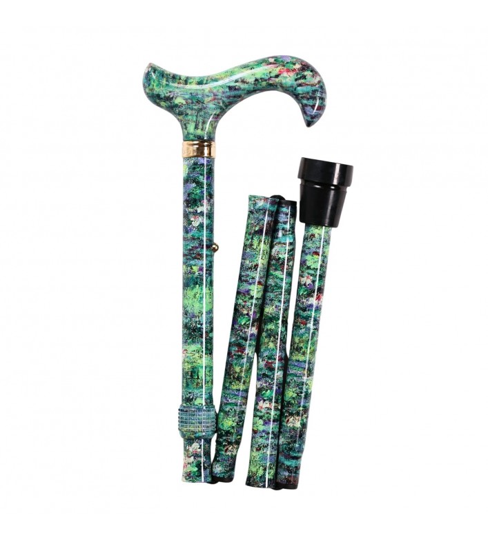 Position droite de la canne pliée Nymphéas de Monet, belle alternative de cadeau originale.