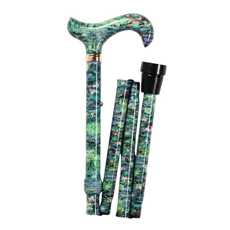 Position droite de la canne pliée Nymphéas de Monet, belle alternative de cadeau originale.