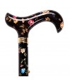 Poignée Derby noire à fleurs de la canne Gastrock, belle idée cadeau pour les femmes.