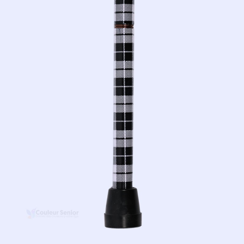 Embout antidérapant pour canne de marche pliante Dominos, style tartan noir et blanc. Pour offrir à Noël comme cadeau.