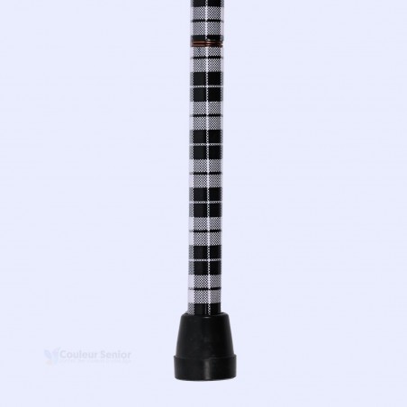 Embout antidérapant pour canne de marche pliante Dominos, style tartan noir et blanc. Pour offrir à Noël comme cadeau.