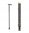 Vue d'ensemble de la canne de marche réglable Highland pour homme, en vert et marron.
