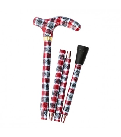 Canne de marche pliante Esprit Écosse à motif tartan, cadeau original pour homme et femme.