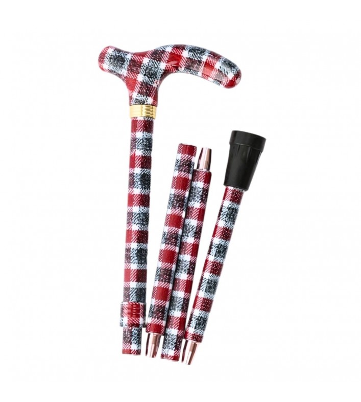 Canne de marche pliante Esprit Écosse à motif tartan, cadeau original pour homme et femme.