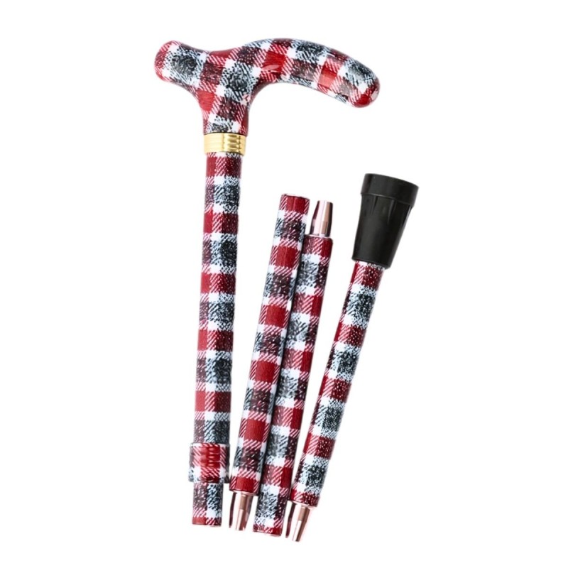 Canne de marche pliante Esprit Écosse à motif tartan, cadeau original pour homme et femme.