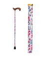 Canne réglable femme motif floral Charme de Printemps, une élégante aide à la mobilité.