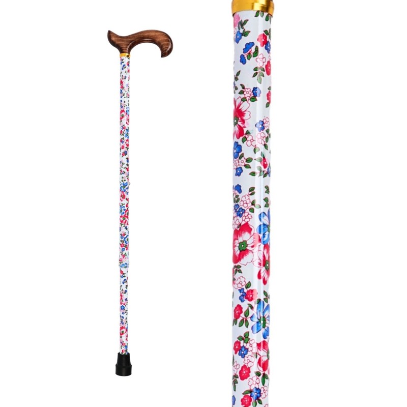 Canne réglable femme motif floral Charme de Printemps, une élégante aide à la mobilité.