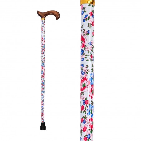 Canne réglable femme motif floral Charme de Printemps, une élégante aide à la mobilité.