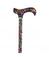 Canne de marche réglable avec poignée ergonomique et motif Kandinsky à cercles, idéale à offrir en cadeau.