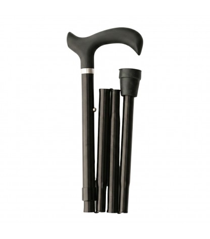 Canne de marche pliante Noire Velours soft touch, design discret et sobre en aluminium.