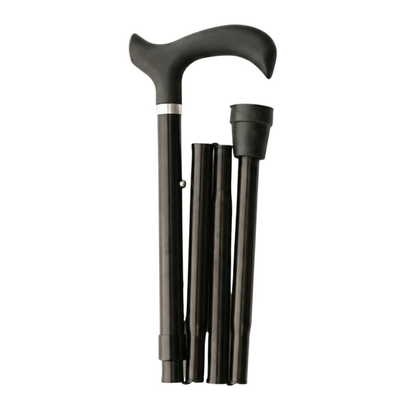 Canne de marche pliante Noire Velours soft touch, design discret et sobre en aluminium.