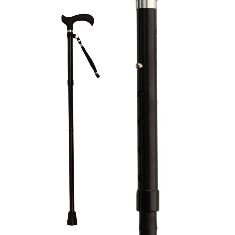 Canne de marche en aluminium Noire Velours pour homme et femme grande taille, poignée confortable, style élégant.