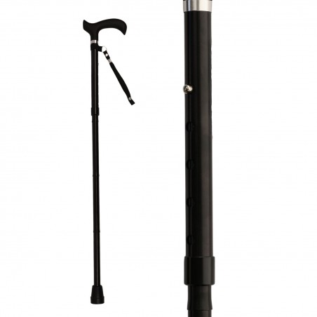 Canne de marche en aluminium Noire Velours pour homme et femme grande taille, poignée confortable, style élégant.