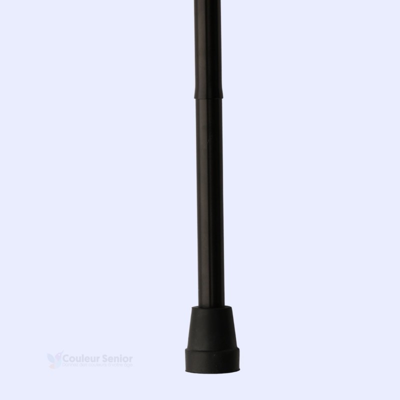Embout de la canne de marche Noire Velours en aluminium discret et sobre, stable pour homme et femme.