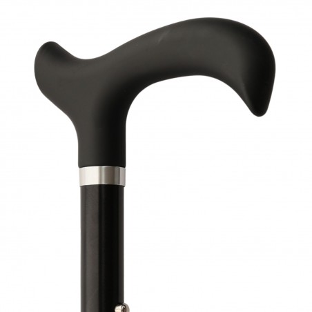 Superbe poignée Derby de la canne de marche pliante Noire Velours, idéale alternative de cadeau senior.