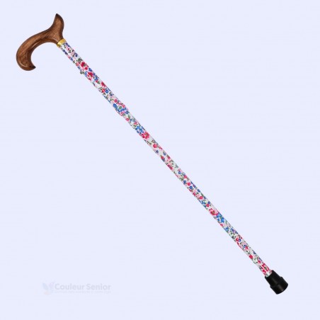 Canne de marche pliable et réglable Liberty Printemps pour seniors motif fleurs, modèle pour femme.