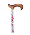 Canne de marche Liberty Printemps, blanche, à fleurs bleues et roses. Un beau cadeau original pour femme à un très bon prix.