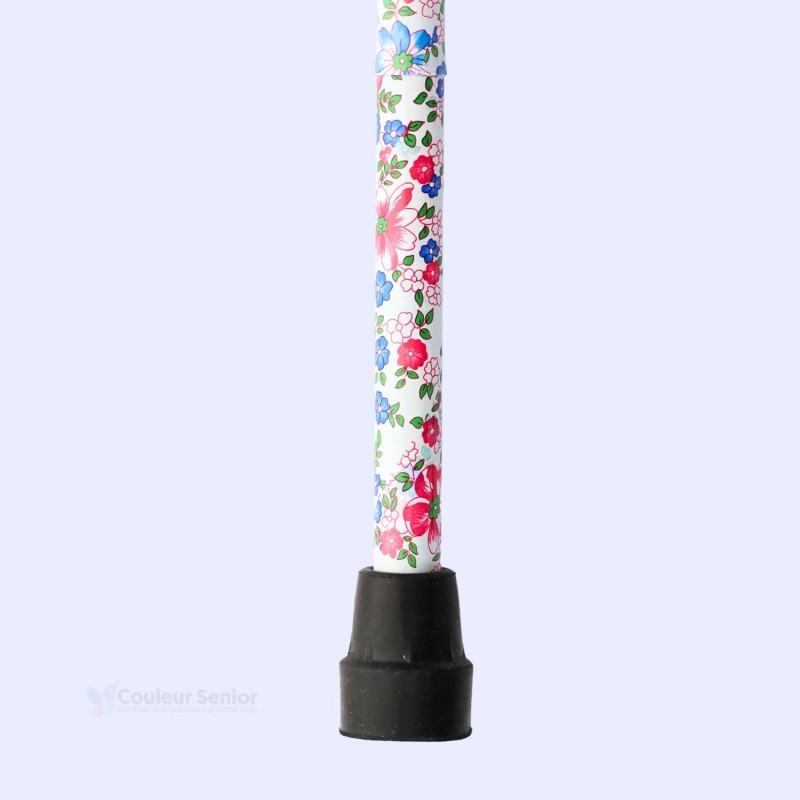 Détail de l'embout de cette canne de marche Liberty Printemps. Idéal à offrir en cadeau à une mère ou à une femme.