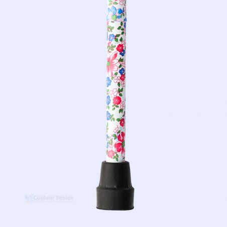 Détail de l'embout de cette canne de marche Liberty Printemps. Idéal à offrir en cadeau à une mère ou à une femme.