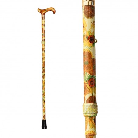 Canne pliante pour femme, motif de tournesols de Van Gogh, très élégante, favorisant la mobilité.