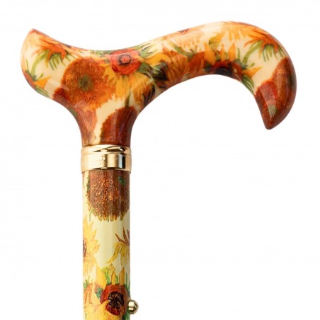 Poignée ergonomique de canne Tournesols de Van Gogh, belle alternative de cadeau pour les seniors.
