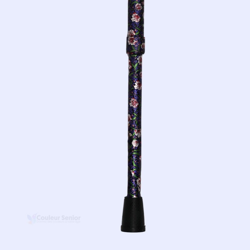 Vue d’embout de canne de marche réglable, Lotus de Nuit, idéale pour les femmes élégantes.