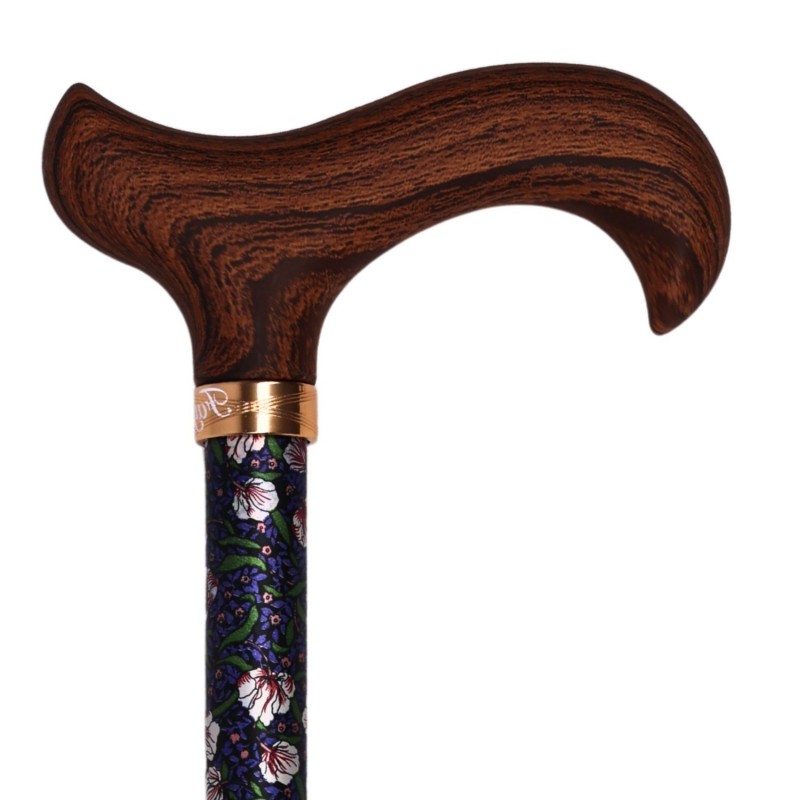 Poignée en bois de la canne de marche réglable Fayet, modèle Lotus de Nuit, pour femme élégante.