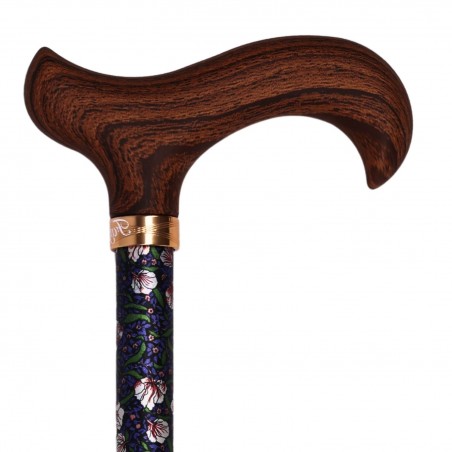 Poignée en bois de la canne de marche réglable Fayet, modèle Lotus de Nuit, pour femme élégante.