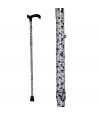Canne de marche Faïence fleurie pour femme, bleuet, accessible. Idéale comme première canne pour le quotidien.
