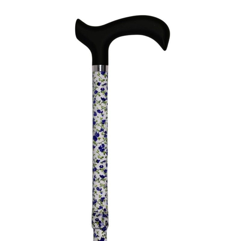Canne pliante Faïence fleurie bleuet très pratique. Un excellent choix à petit prix pour une marche en toute sécurité.