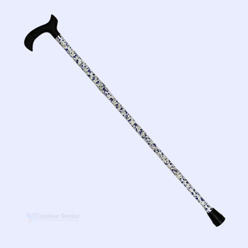 Canne bleuet Faïence fleurie en diagonale. Un accessoire très utile et accessible pour retrouver l'appui.