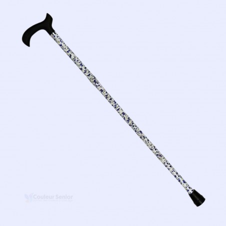 Canne bleuet Faïence fleurie en diagonale. Un accessoire très utile et accessible pour retrouver l'appui.