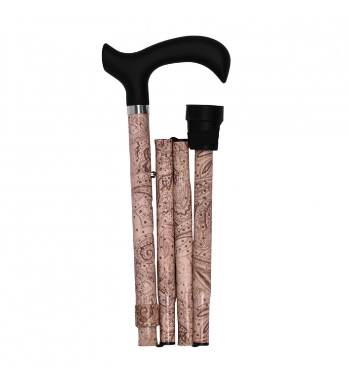 Canne de Marche Pliante Cachemire Sable Réglable Arabesque pour femme.