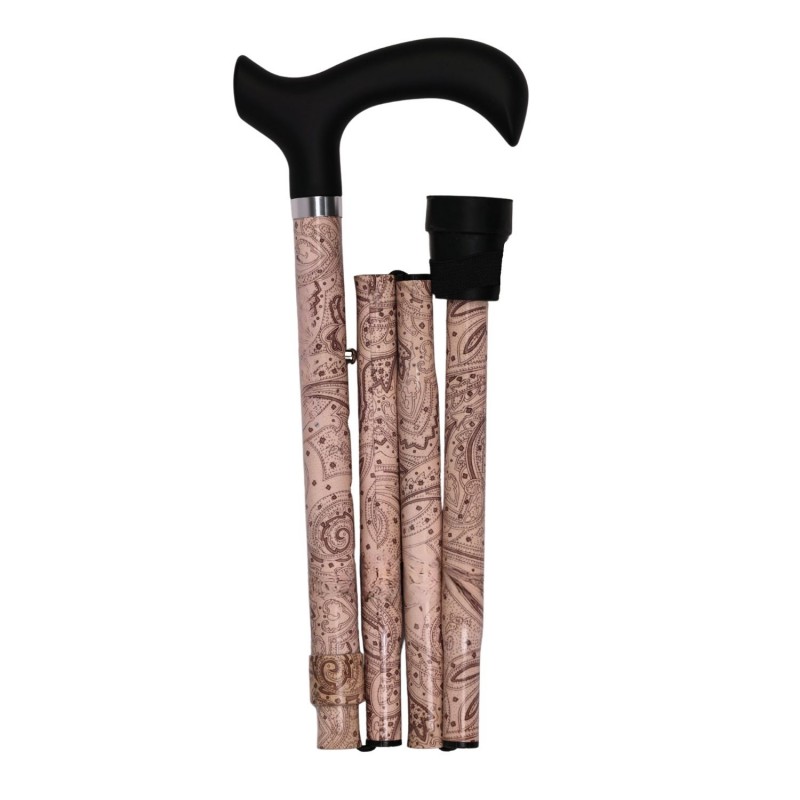 Canne de Marche Pliante Cachemire Sable Réglable Arabesque pour femme.