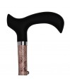 Poignée noire derby de la canne de marche Cachemire Sable pliante Arabesque beige.