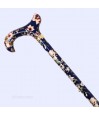 Détail du haut d'une canne de marche Royal Bleu Marine originale pour femme. Belle idée de cadeau.