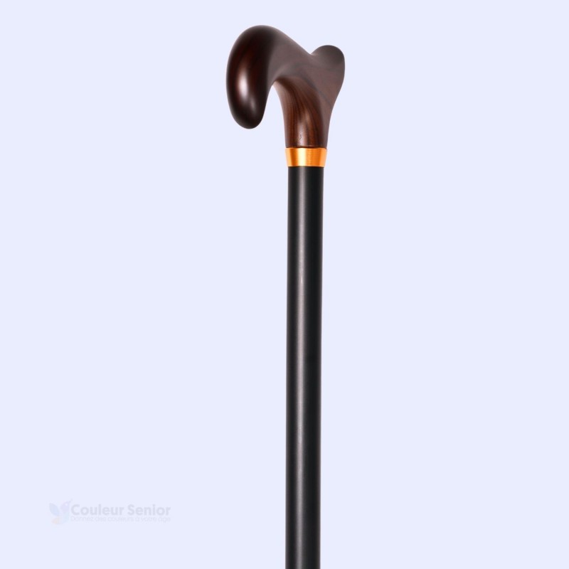 Système de réglage de 76 à 99 cm sur le fût noir de cette canne légère réglable Jais.