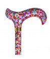 Canne de marche réglable fleurie Volubilis rouge en aluminium, colorée et féminine, idéale pour offrir en cadeau.
