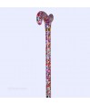 Système de réglage de 77 à 100 cm sur cette élégante canne en aluminium rouge à motif floral. Canne Volubilis.