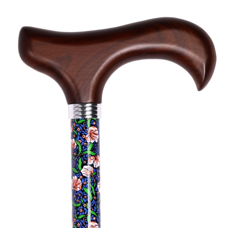 Canne de marche réglable Capucine, motif fleuri, poignée en bois, design féminin.