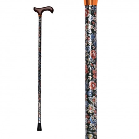 Canne réglable pour femme, Tapisserie Florale, originale, aux couleurs vibrantes. Légère et pratique pour se déplacer.