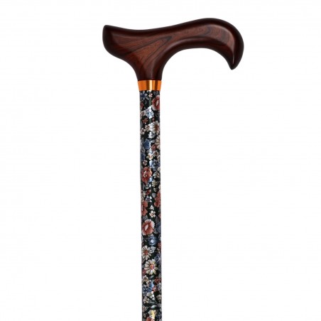 La poignée ergonomique de cette canne de marche Tapisserie Florale offre une aide à la mobilité.