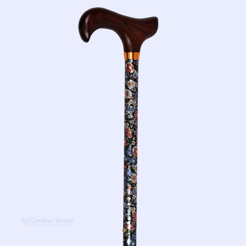 Profil de la canne réglable, Tapisserie Florale. Facile à régler pour petite, moyenne et grande taille.