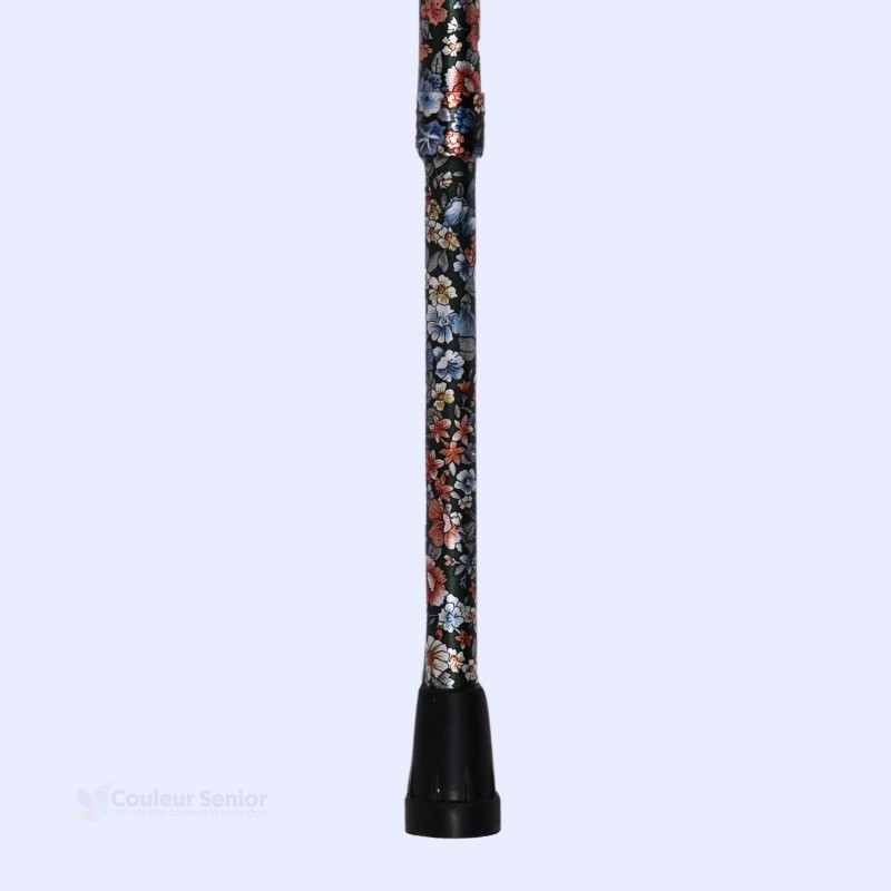 Embout antidérapant de qualité. Il garantit une stabilité parfaite à chaque déplacement. Canne Tapisserie Florale