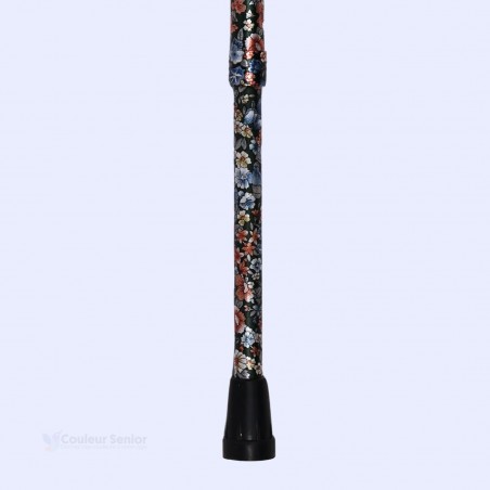 Embout antidérapant de qualité. Il garantit une stabilité parfaite à chaque déplacement. Canne Tapisserie Florale