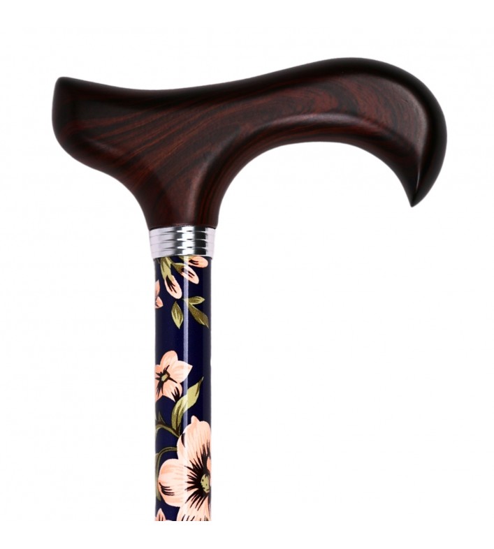 Poignée en bois de canne de marche réglable pour femme, Royal Bleu Marine. Idéale pour offrir comme cadeau.