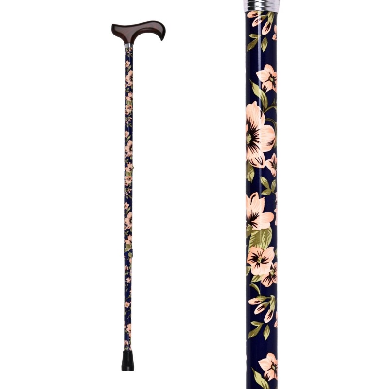Belle canne de marche Royal Bleu Marine poignée bois apportant joie et élégance. Appui très robuste pour la dame senior.