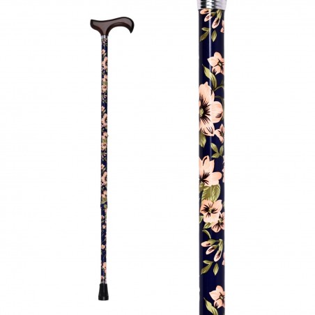 Belle canne de marche Royal Bleu Marine poignée bois apportant joie et élégance. Appui très robuste pour la dame senior.