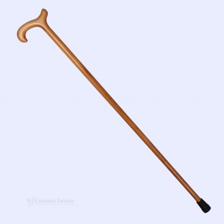 Canne de marche en bois jaune CouleurSenior en diagonale, alternative de cadeau idéale.