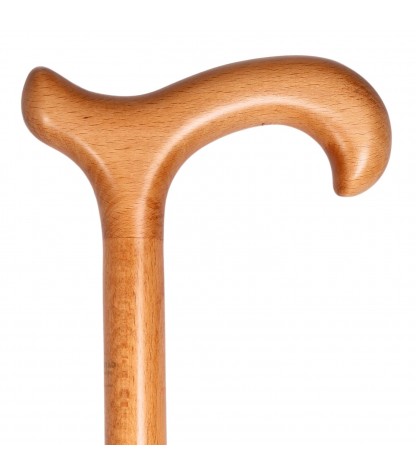 Superbe canne de marche en hêtre massif Roi Soleil teinté clair. Un support stable et très élégant, unisexe.